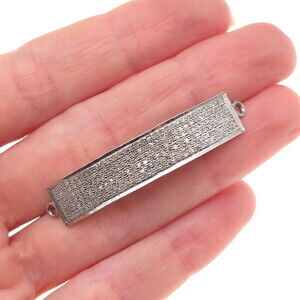 925 Sterling Silver Real Round-Cut Diamond ID Bracelet Centerpiece Part